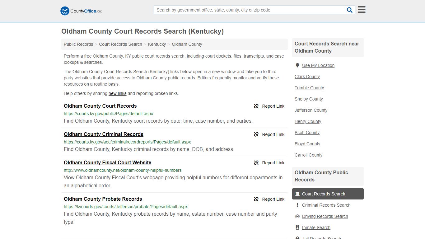 Oldham County Court Records Search (Kentucky) - County Office